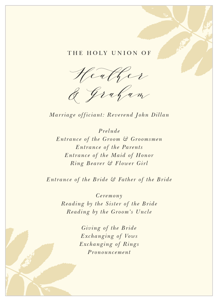 Gilded Leaf Wedding Programs