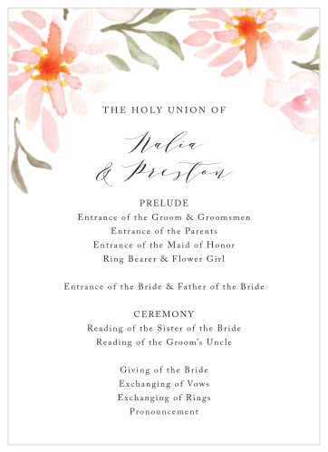 Daisy Festival Wedding Programs