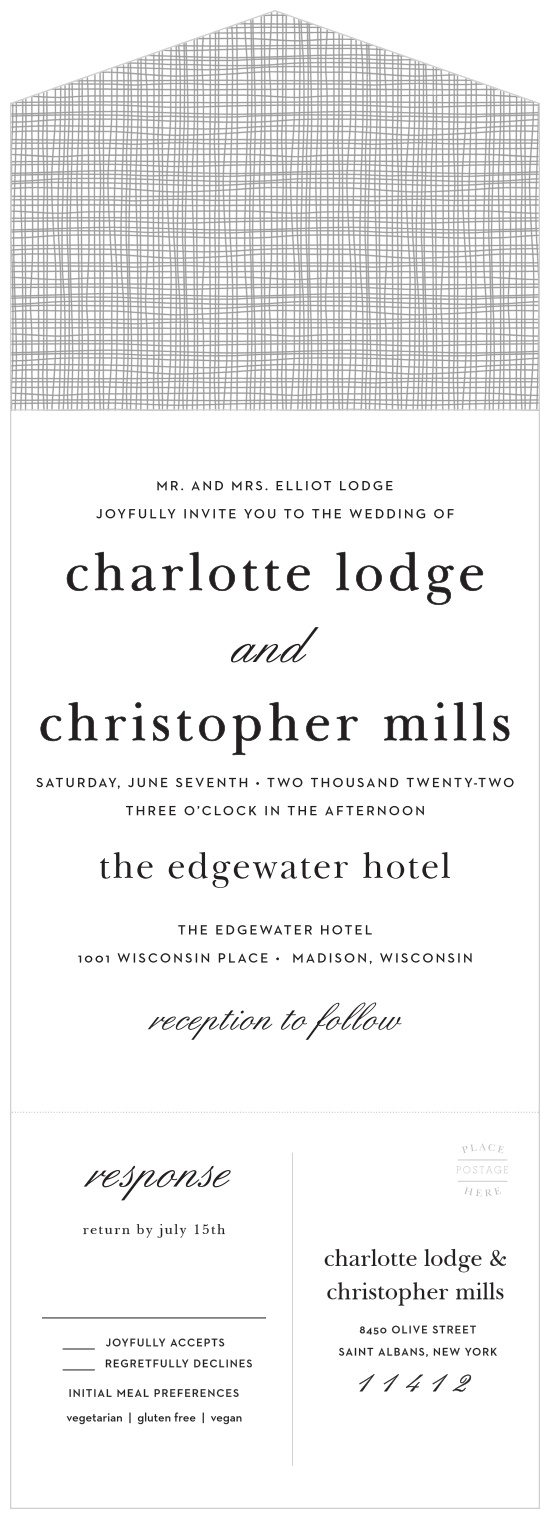 A sleek design makes the Sophisticated Typography Wedding Seal & Send Invitations a modern and elegant choice for announcing your special occasion to friends and family.