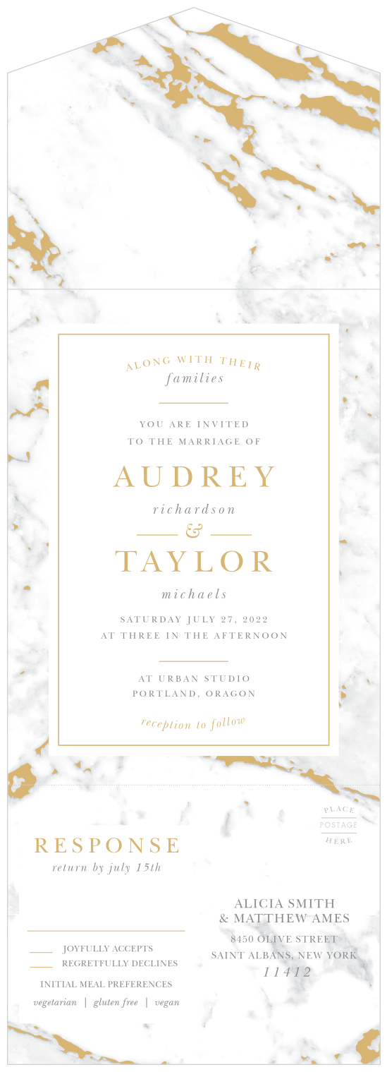 Design your invites with the cultivated sophistication of the Cool Marble Seal & Send Invitations.