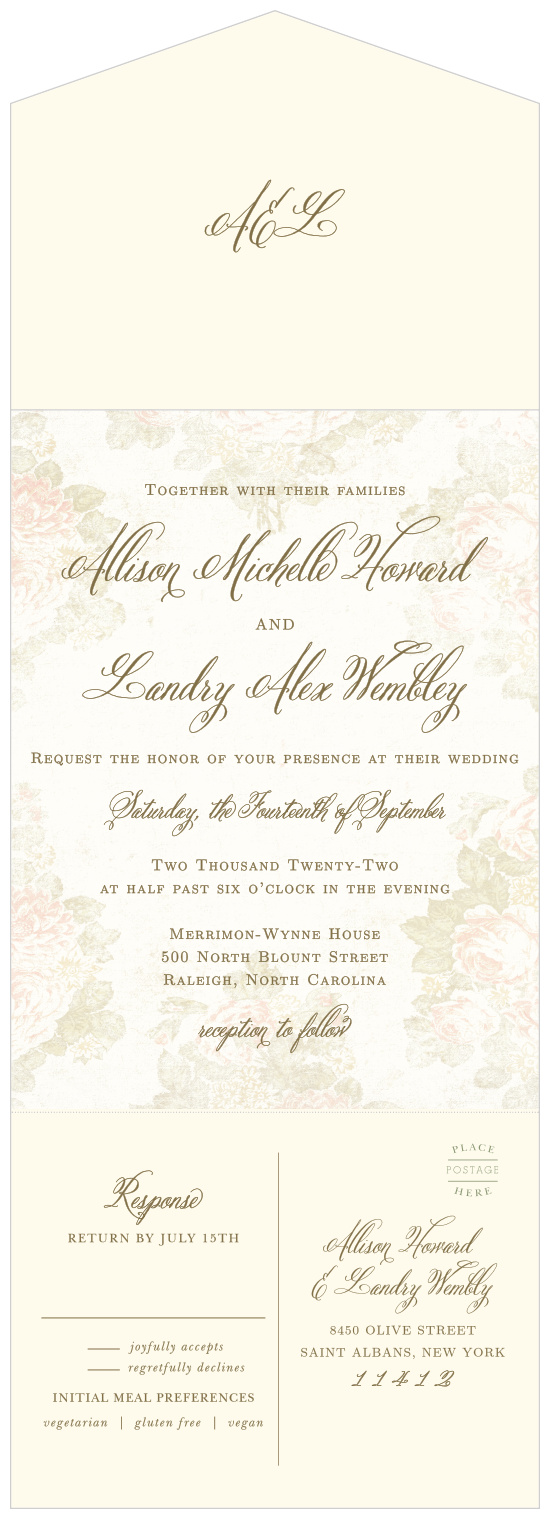 The timeless elegance of our Romantic Vintage Seal & Send Wedding Invitations is perfect for your vintage themed wedding.