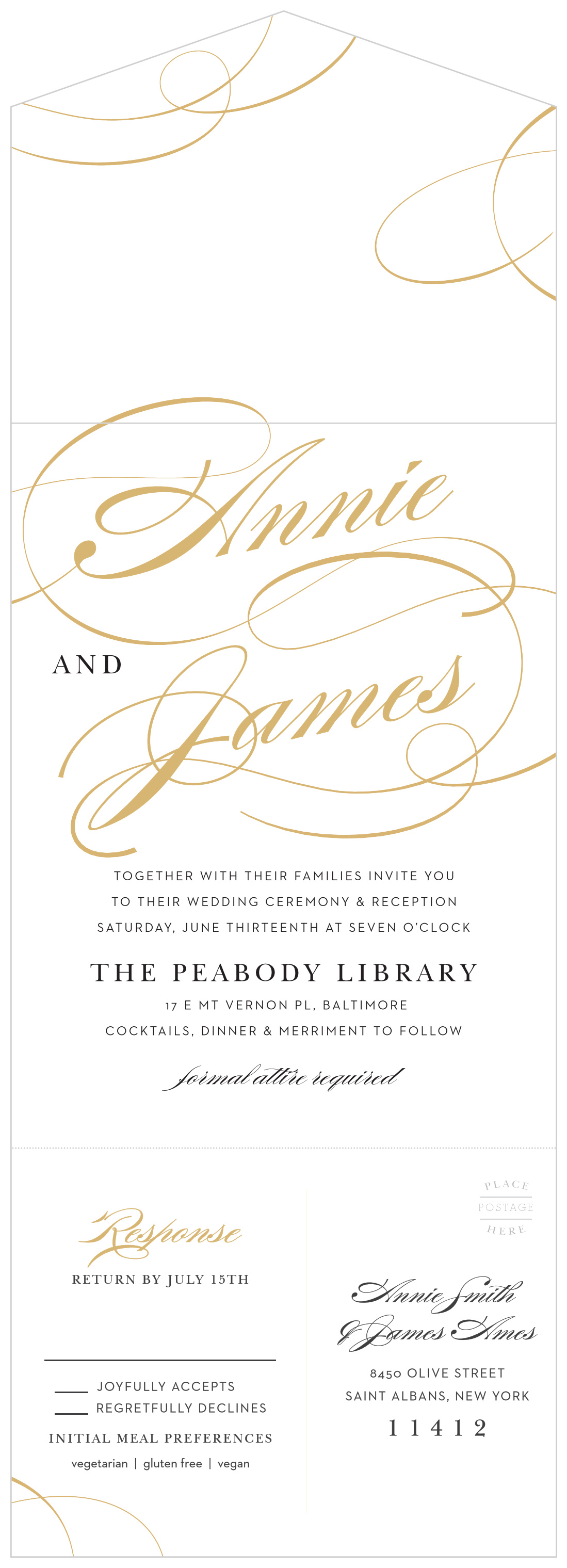 Swirling Simplicity Seal & Send Wedding Invitations