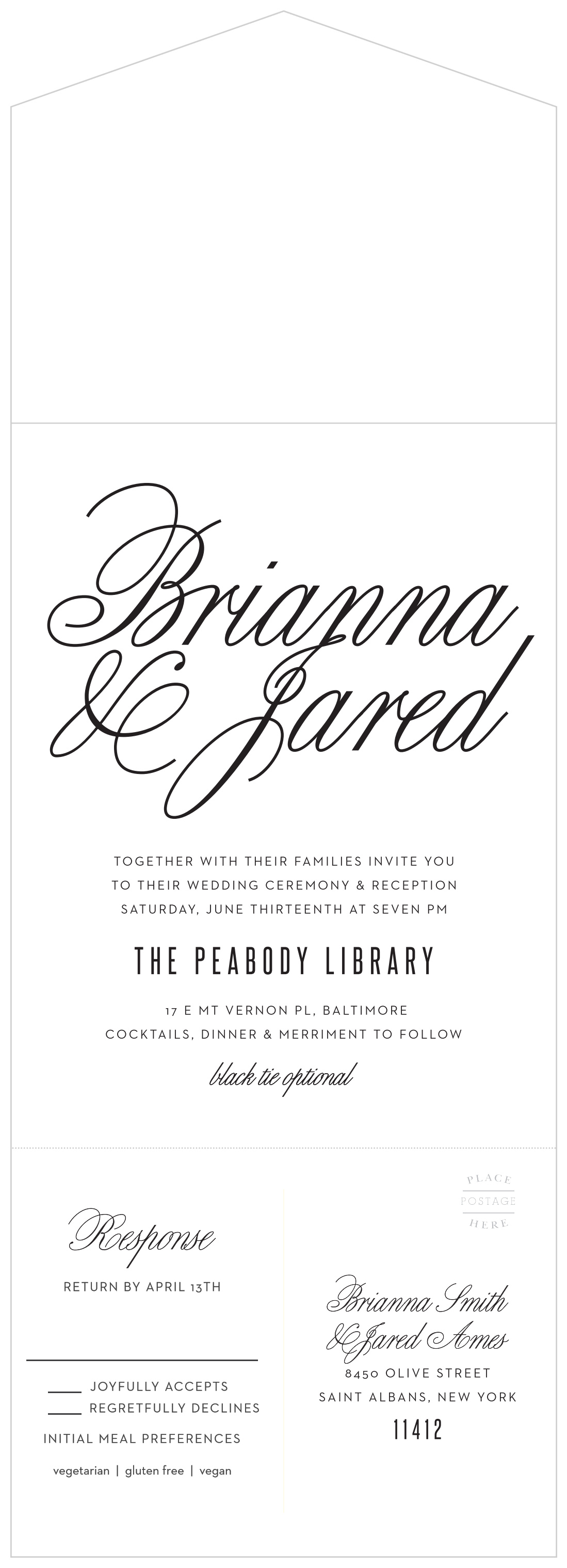 Traditional Script Seal & Send Wedding Invitations