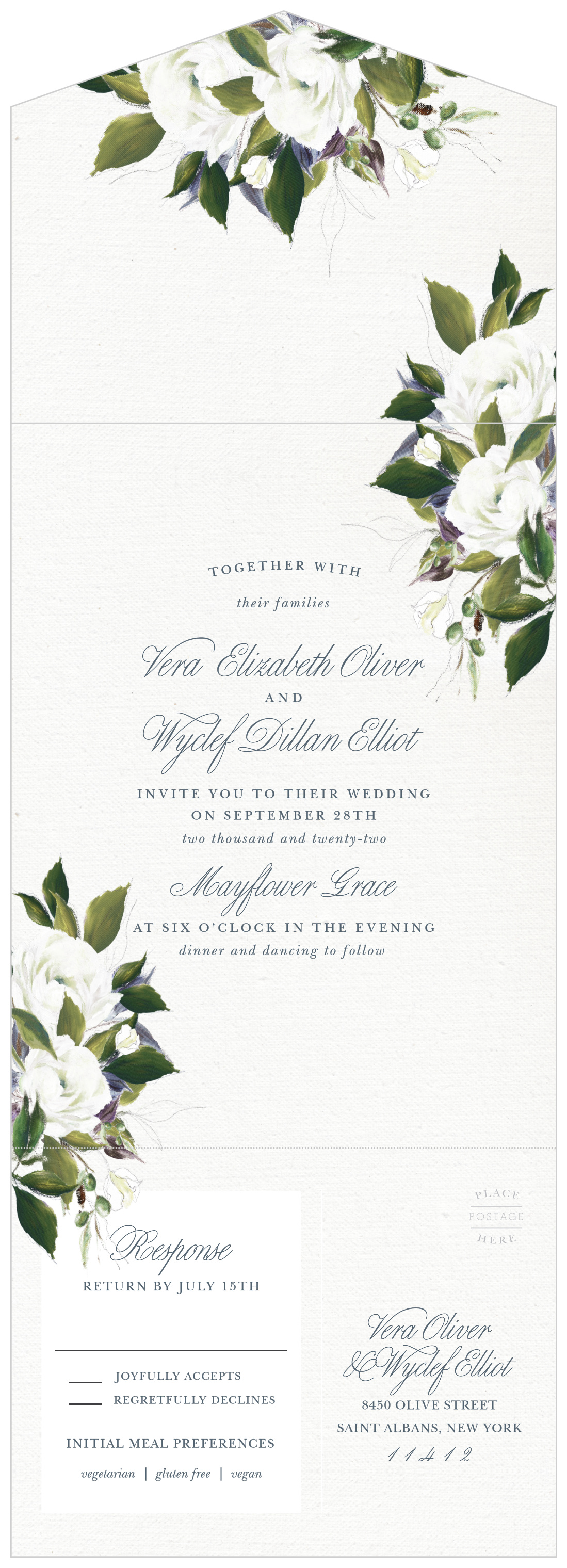 Elegant Aristocrat Seal & Send Wedding Invitations