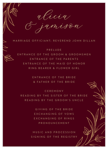 Redwood Forest Wedding Programs