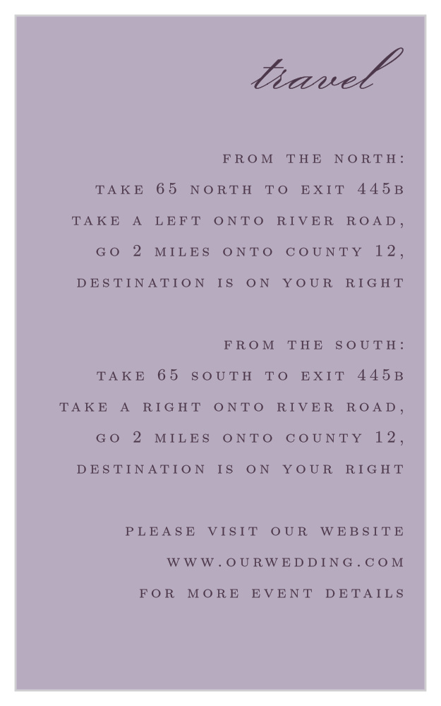 Lilac Wildflowers Direction Cards
