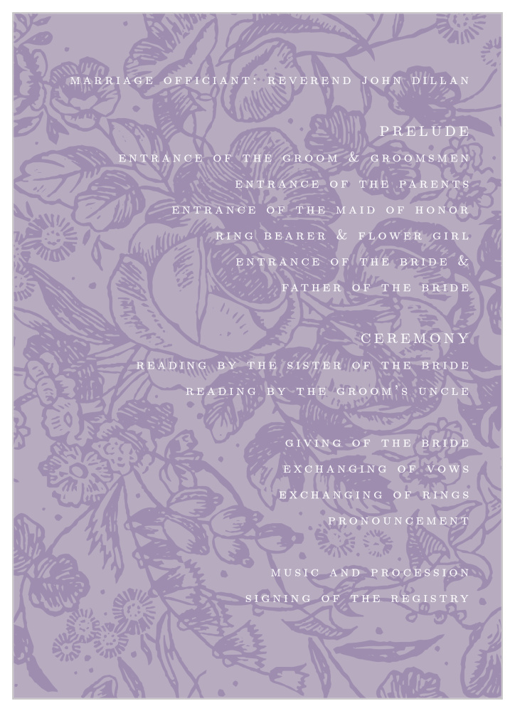 Lilac Wildflowers Wedding Programs
