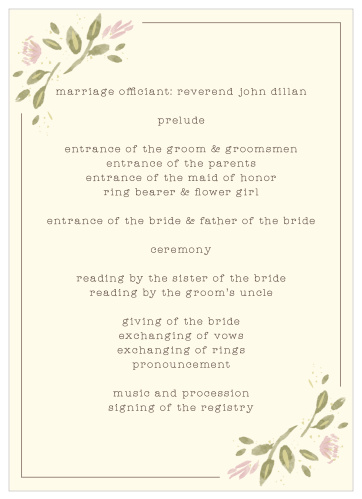 Wildflower Ampersand Wedding Programs