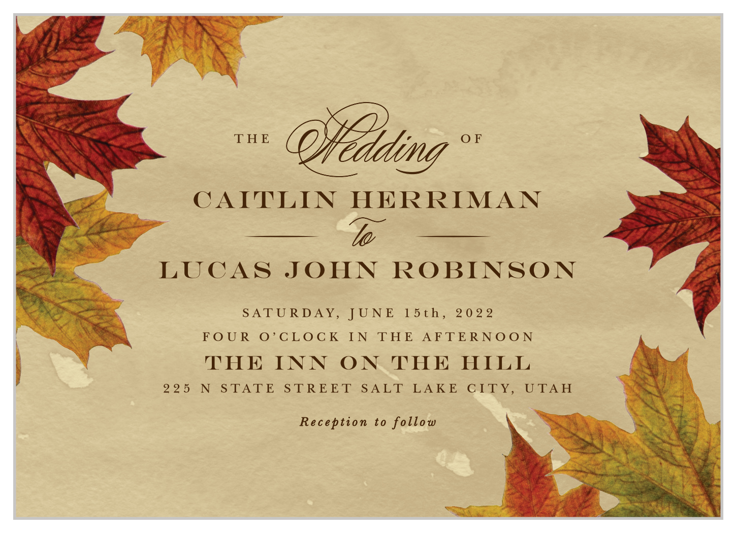 Leaves of Fall Wedding Invitations