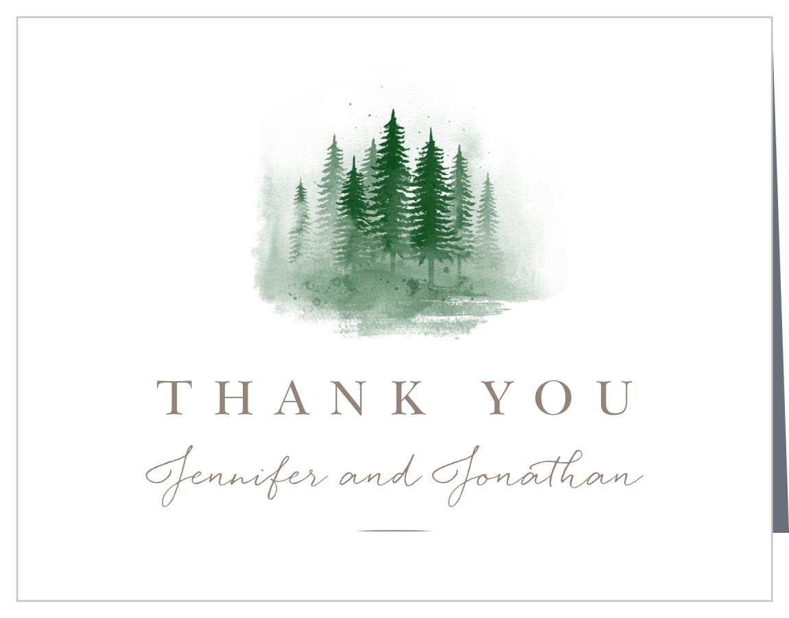 Watercolor Pines Wedding Thank You Cards