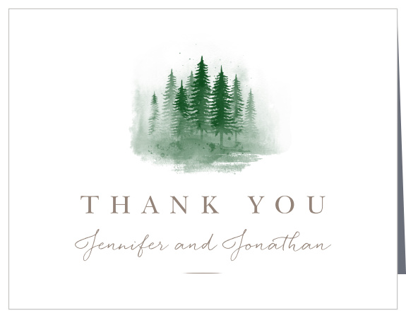 Watercolor Pines Wedding Thank You Cards