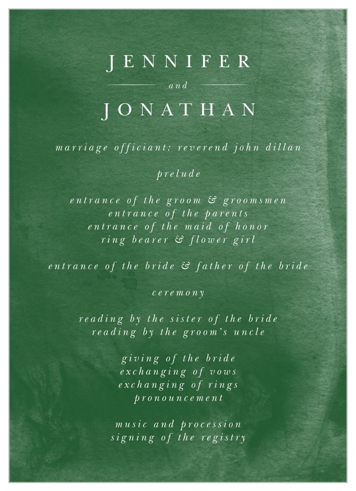 Watercolor Pines Wedding Programs