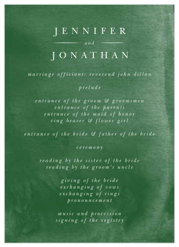 Watercolor Pines Wedding Programs