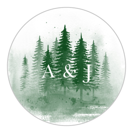 Watercolor Pines Wedding Stickers