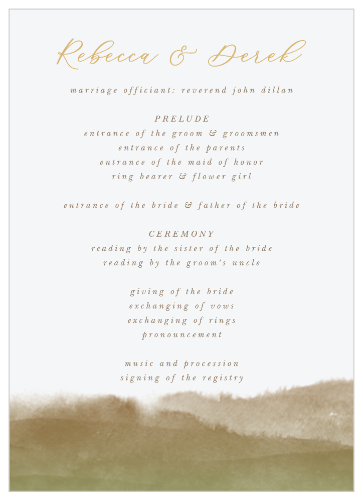 Moody Mountains Wedding Programs