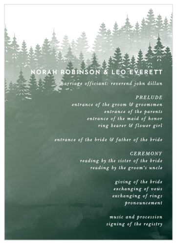 These Forest Watercolor Wedding Programs are truly one-of-a-kind!  