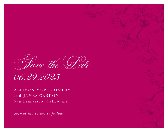 Make sure your friends and family will be able to attend your big day with our Cascading Blooms Save-the-Date Cards!