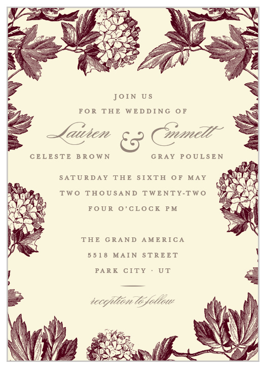 You will love the vintage appeal of our Hydrangea Frame Wedding Invitations!