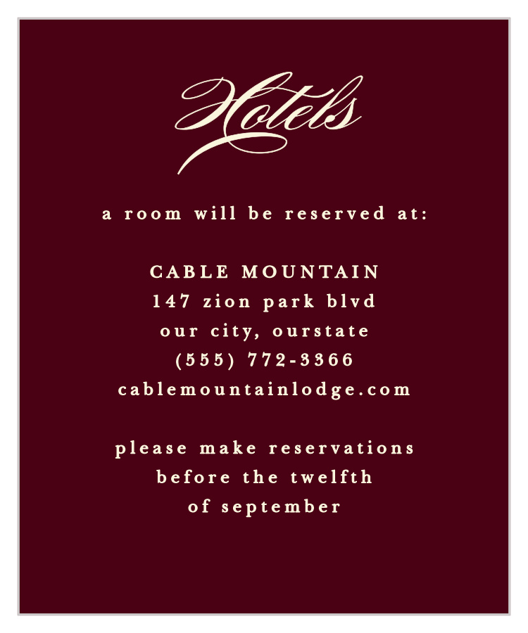 Hydrangea Frame Accommodation Cards