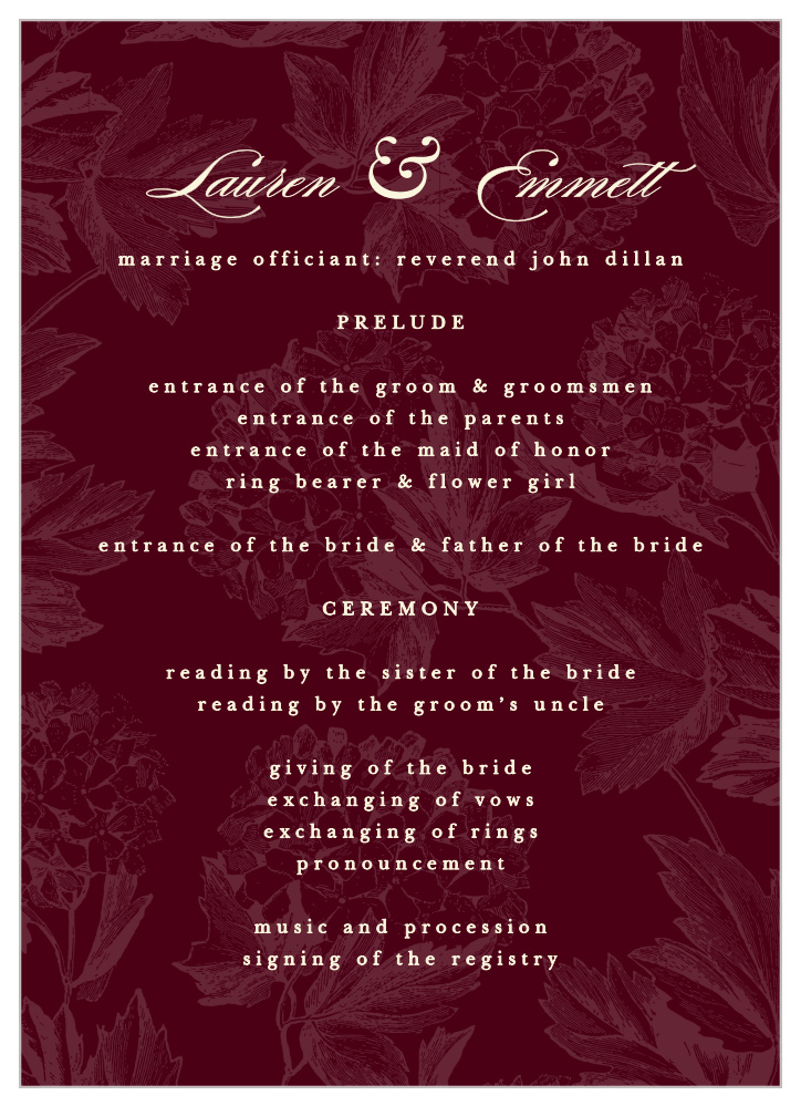 Hydrangea Frame Wedding Programs