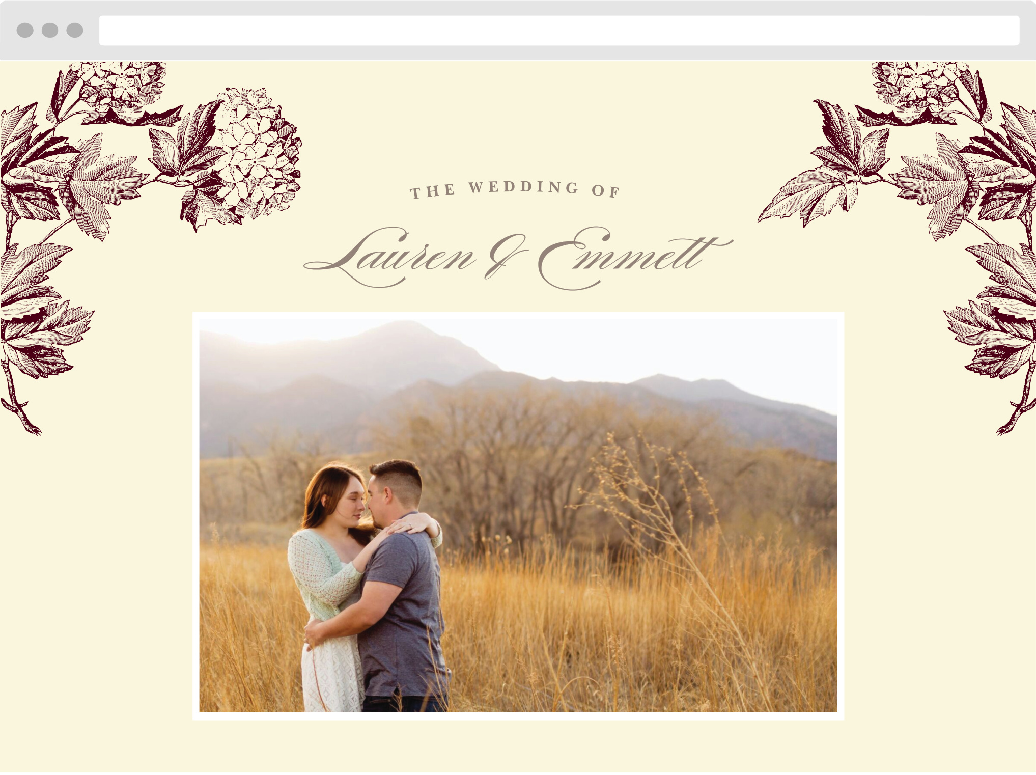 Hydrangea Frame Wedding Website