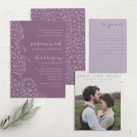 Hydrangea Blossoms Wedding Invitations