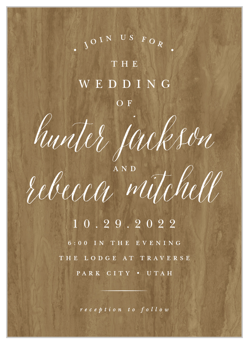 Woodgrain Calligraphy Wedding Invitations