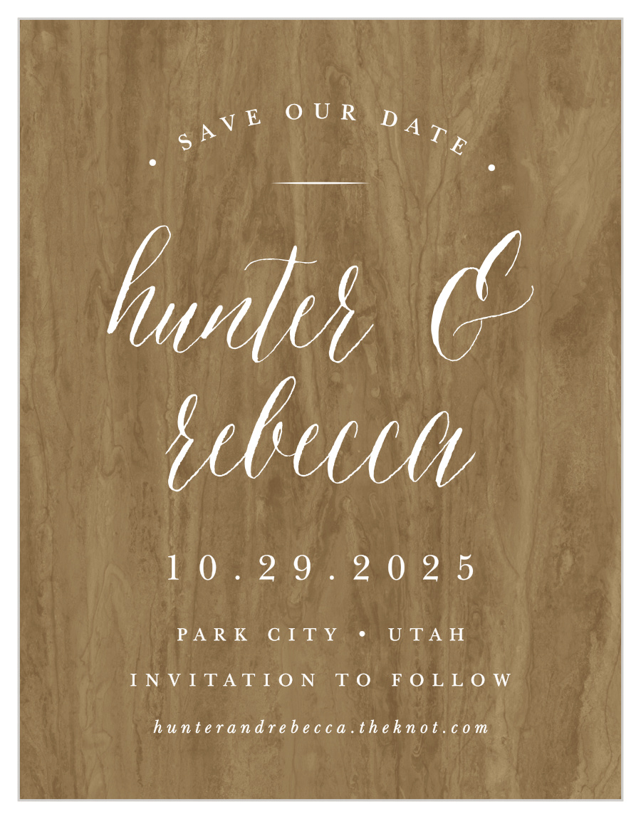 Woodgrain Calligraphy Save the Date Cards