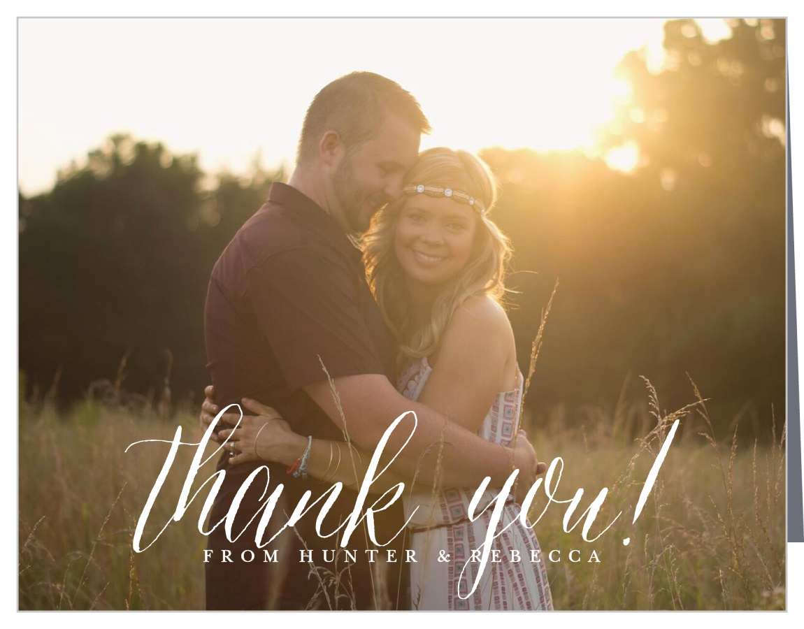 Woodgrain Calligraphy Wedding Thank You Cards