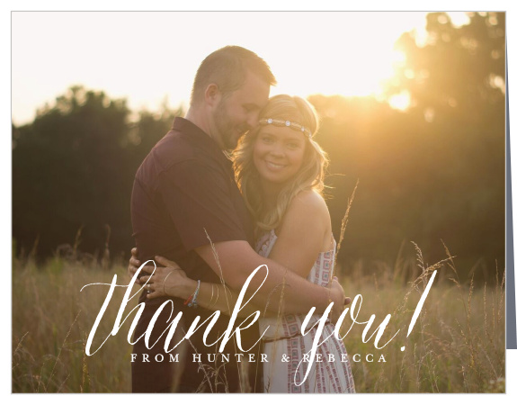 Woodgrain Calligraphy Wedding Thank You Cards
