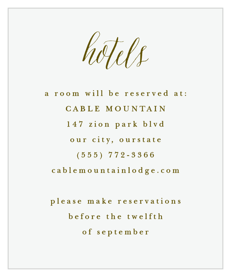 Woodgrain Calligraphy Accommodation Cards