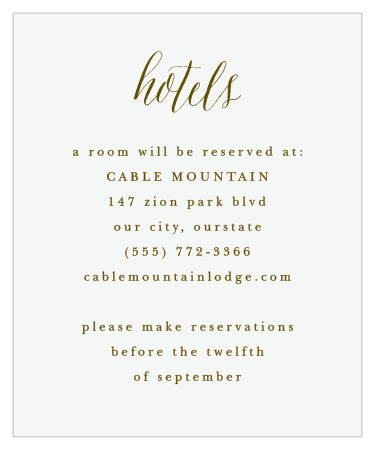 Woodgrain Calligraphy Accommodation Cards