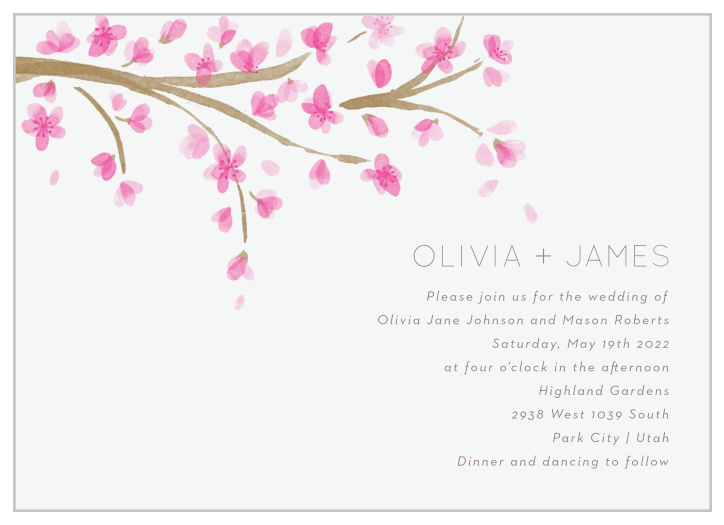 Our Cherry Branch Wedding Invitations feature a design of flowers as delicate and beautiful as your blooming love!  