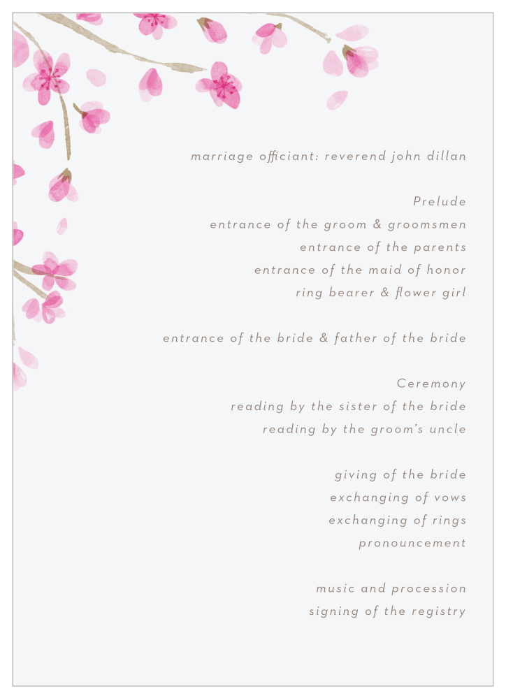 Cherry Branch Wedding Programs