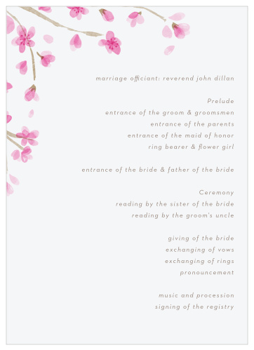 Wedding programs are an important part of your big day, so make sure yours is perfect with our Cherry Branch Wedding Programs!
