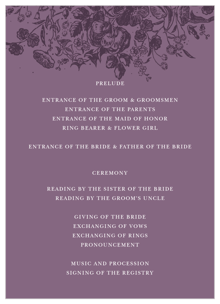 Marsala Blooms Wedding Programs