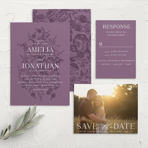 Marsala Blooms Wedding Invitations