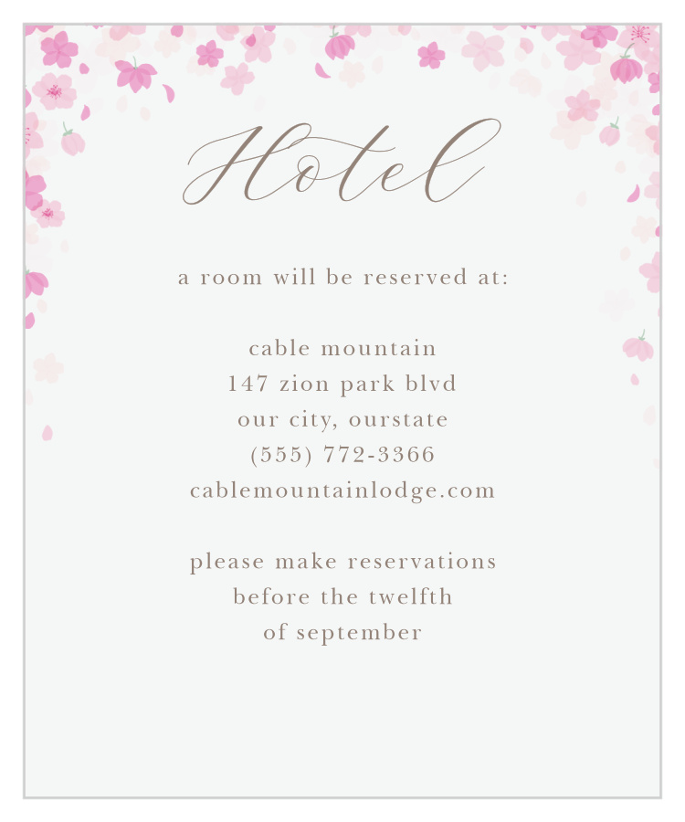Cherry Blossoms Accommodation Cards