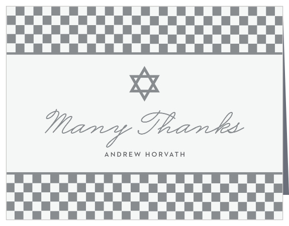 Express your gratitude to all your loved family and friends with our Checkered Star Bar Mitzvah Thank You cards.