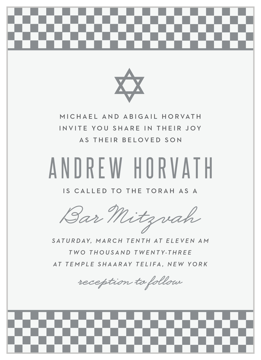 Checkered Star Bar Mitzvah Invitations