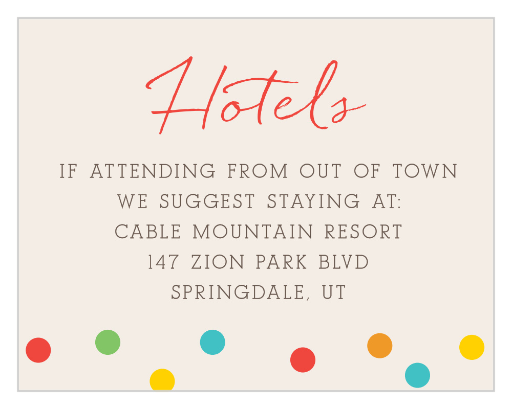 Fiesta Banner Bar Mitzvah Lodging Cards