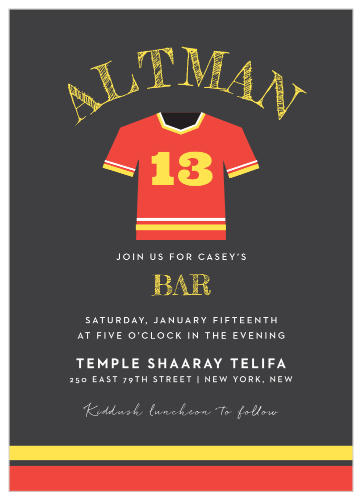 Sports Jersey Bar Mitzvah Invitations