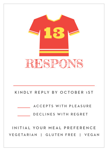 Sports Jersey Bar Mitzvah Response Cards