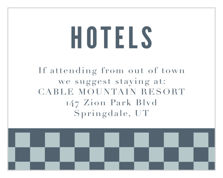 Checkerboard Style Bar Mitzvah Lodging Cards