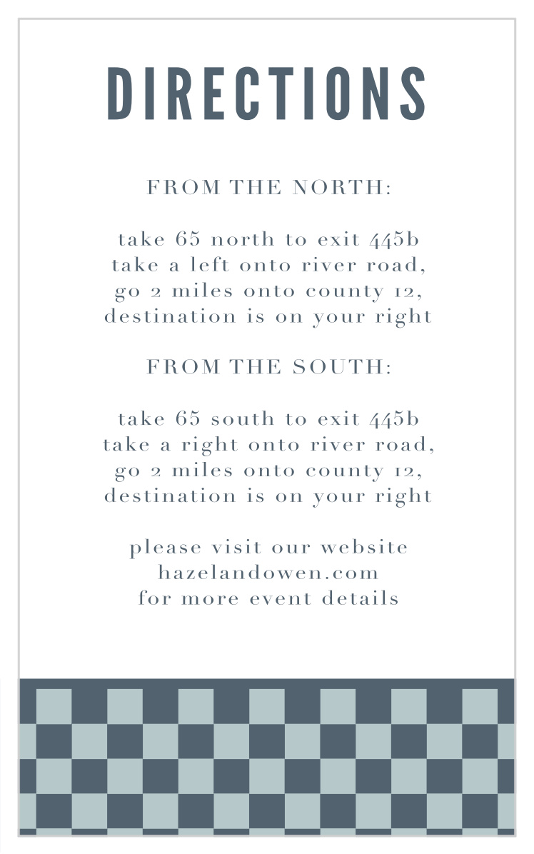 Checkerboard Style Bar Mitzvah Direction Cards
