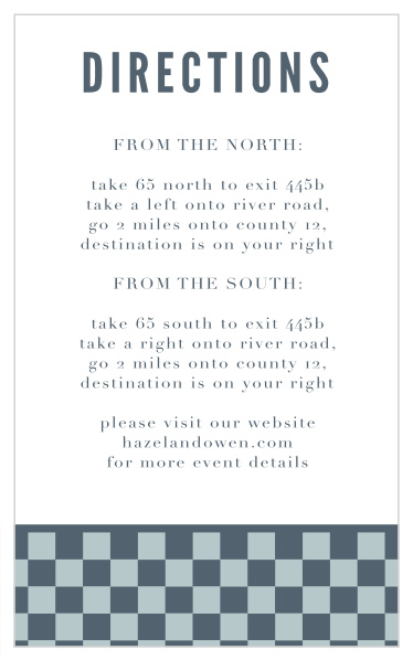 Checkerboard Style Bar Mitzvah Direction Cards