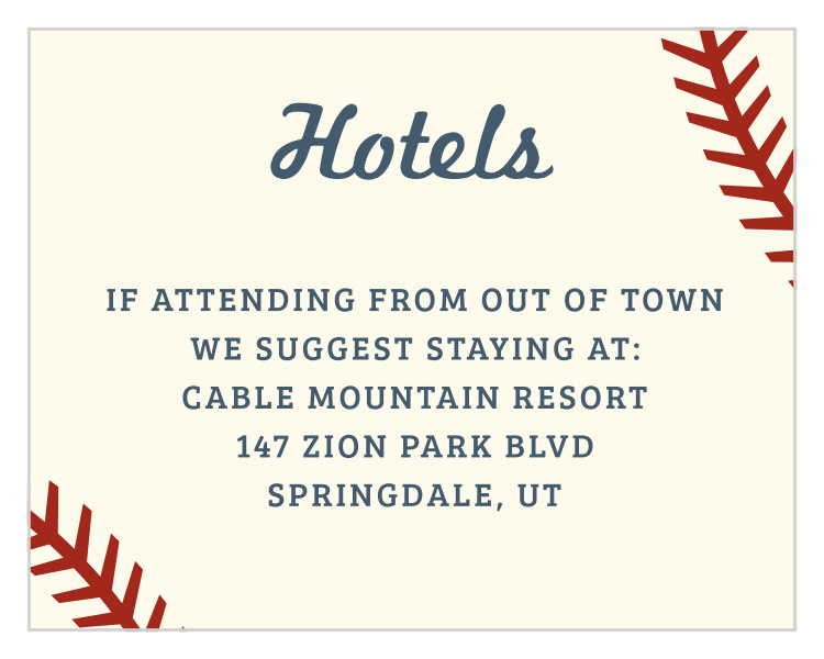 Baseball Pattern Bar Mitzvah Lodging Cards