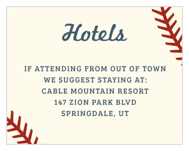 Baseball Pattern Bar Mitzvah Lodging Cards