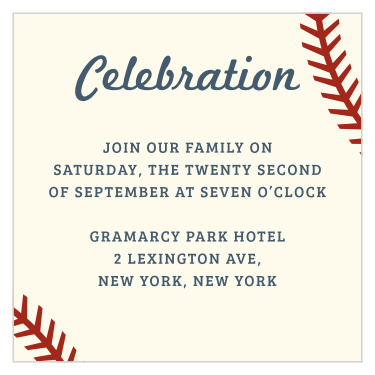 Baseball Pattern Bar Mitzvah Reception Cards