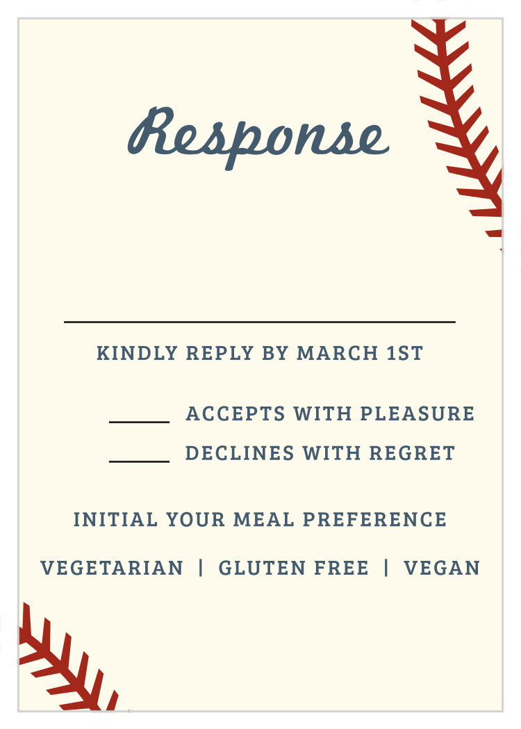 Baseball Pattern Bar Mitzvah Response Cards